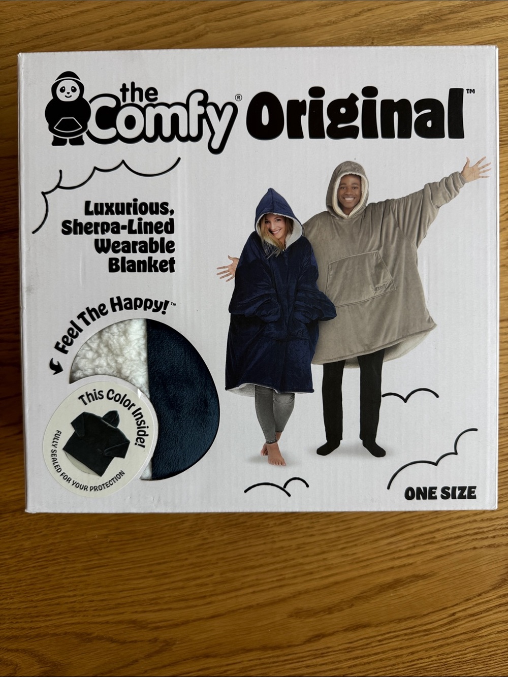 The Comfy Original Sherpa-Lined Wearable Blanket - Navy & Cream
